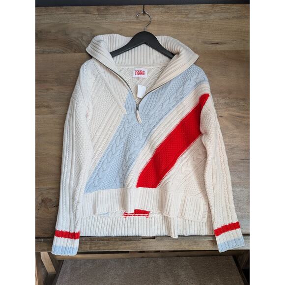 Solid & Striped The Adriana Sweater Womens XS Off White Cable Knit Half Zip NWT - Picture 1 of 4